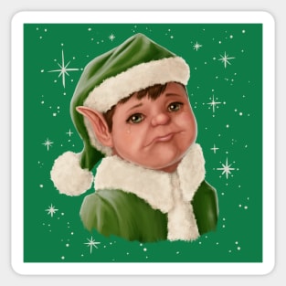 Sad Elf Blue Christmas Sticker